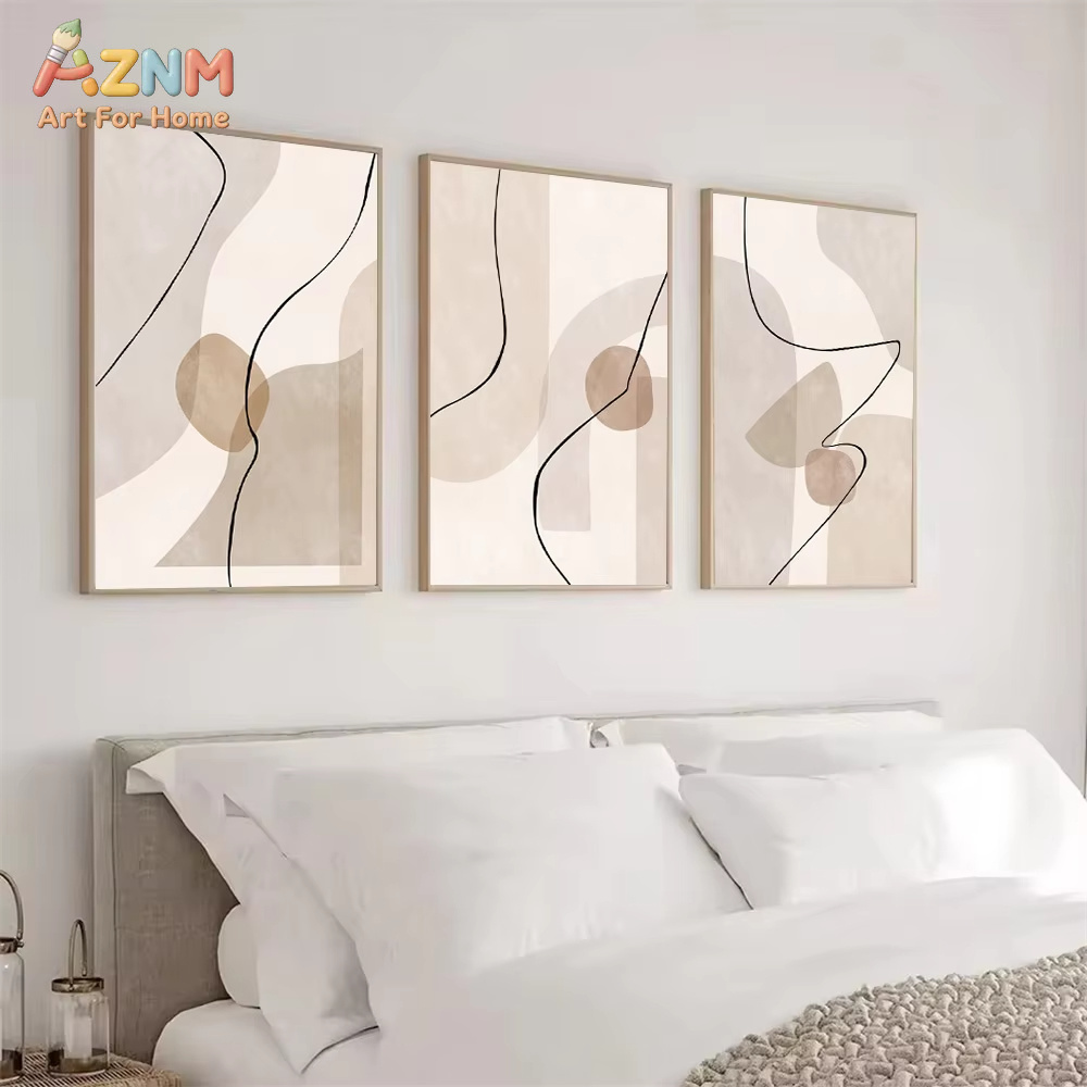 Interior Design Poster - Abstract Beige Geometry Line Wall Art