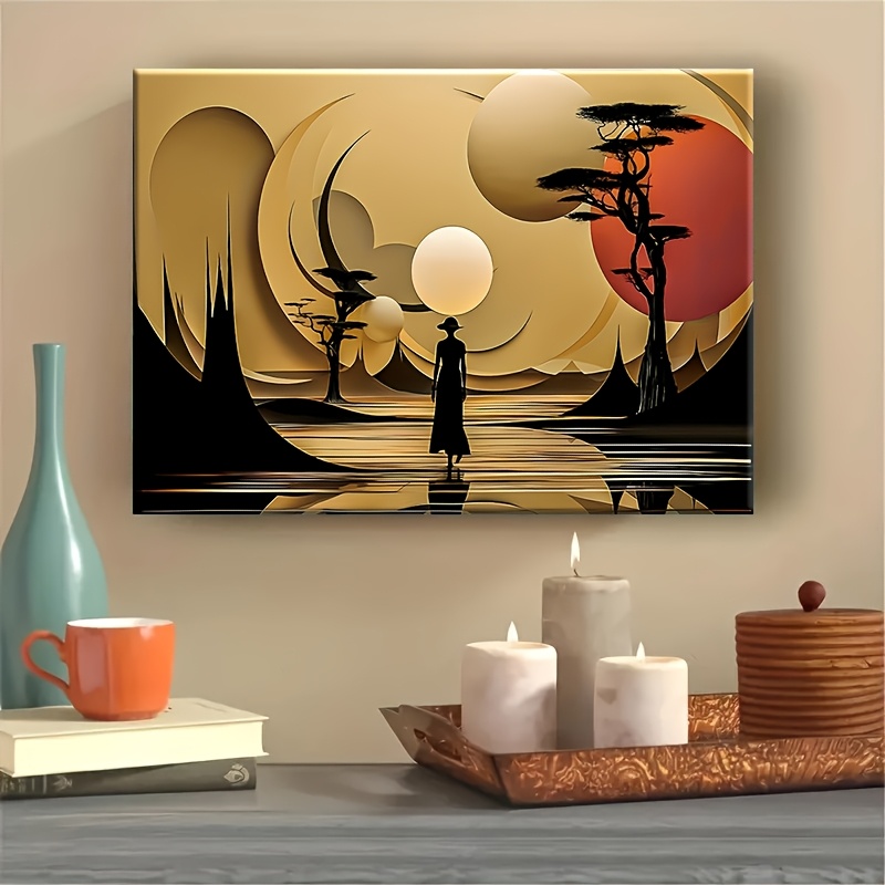 Interior Design Poster - Abstract African Landscape Poster Prints Golden